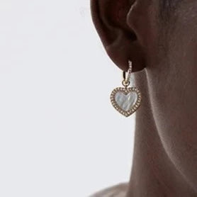 Heart  Zirconia Stainless Steel Acrylic Heart Huggie Hoop Earrings | Gold + Silver