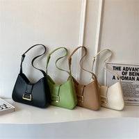 VAIGE Small Leather Underarm Shoulder Side Bag - Solid Color Baguette Handbag with Zipper Closure and Cell Phone Pocket