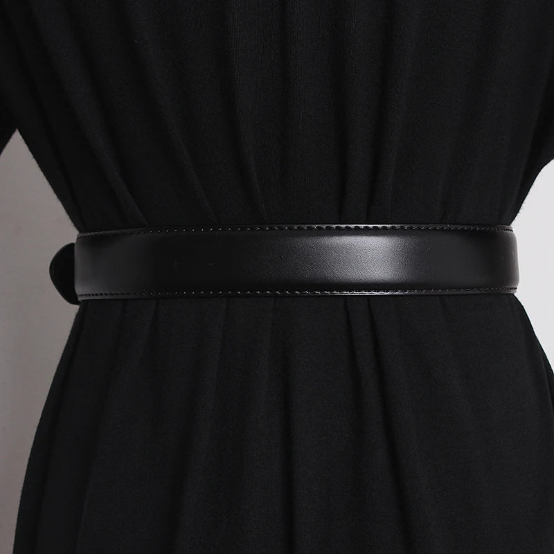 VAIGE Classic Vintage Leather Belt with Metal Pin Buckle - Brown and Black Options Available