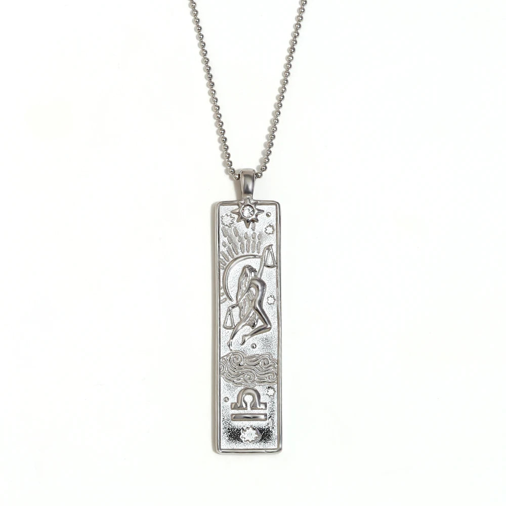 VAIGE Gold & Silver Zodiac Bar Necklace Stainless Steel Aries, Taurus, Gemini, Cancer, Leo, Virgo, Libra, Scorpio, Sagittarius, Capricorn, Aquarius, and Pisces