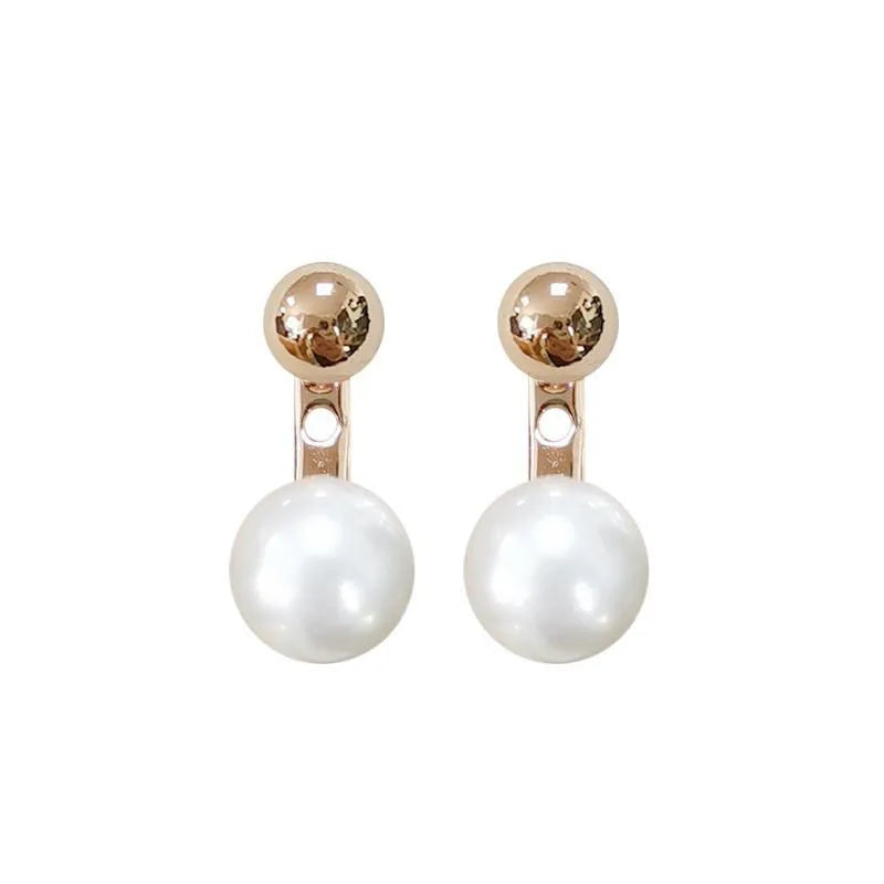 VAIGE 925 Sterling Silver Small Ball Pearl Stud Earrings - Light Luxury Wedding Jewelry