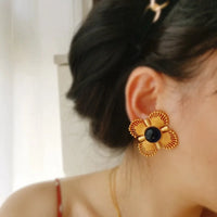 VAIGE Radiant Gold Floral Metal Earrings