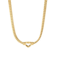 VAIGE Trendy Stainless Steel Hollow Heart Pendant Necklace with 14K Gold Plating - Stylish Link Chain Jewelry for Special Occasions