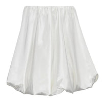 VAIGE Casual Beige Satin High Waist Mini Skirt with Pleated Design - Comfortable Above Knee Length, Available in Sizes S-L