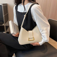 VAIGE Small Leather Underarm Shoulder Side Bag - Solid Color Baguette Handbag with Zipper Closure and Cell Phone Pocket