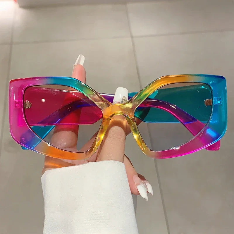 VAIGE Vibrant Multi-Gradient Polygon Sunglasses - Colorful UV400 Shades