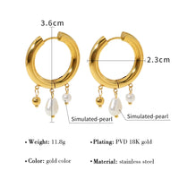 VAIGE Exquisite Baroque Pearl Stainless Steel Huggie Hoop Earrings - 18K Gold Plated Chic Jewelry for All Occasions