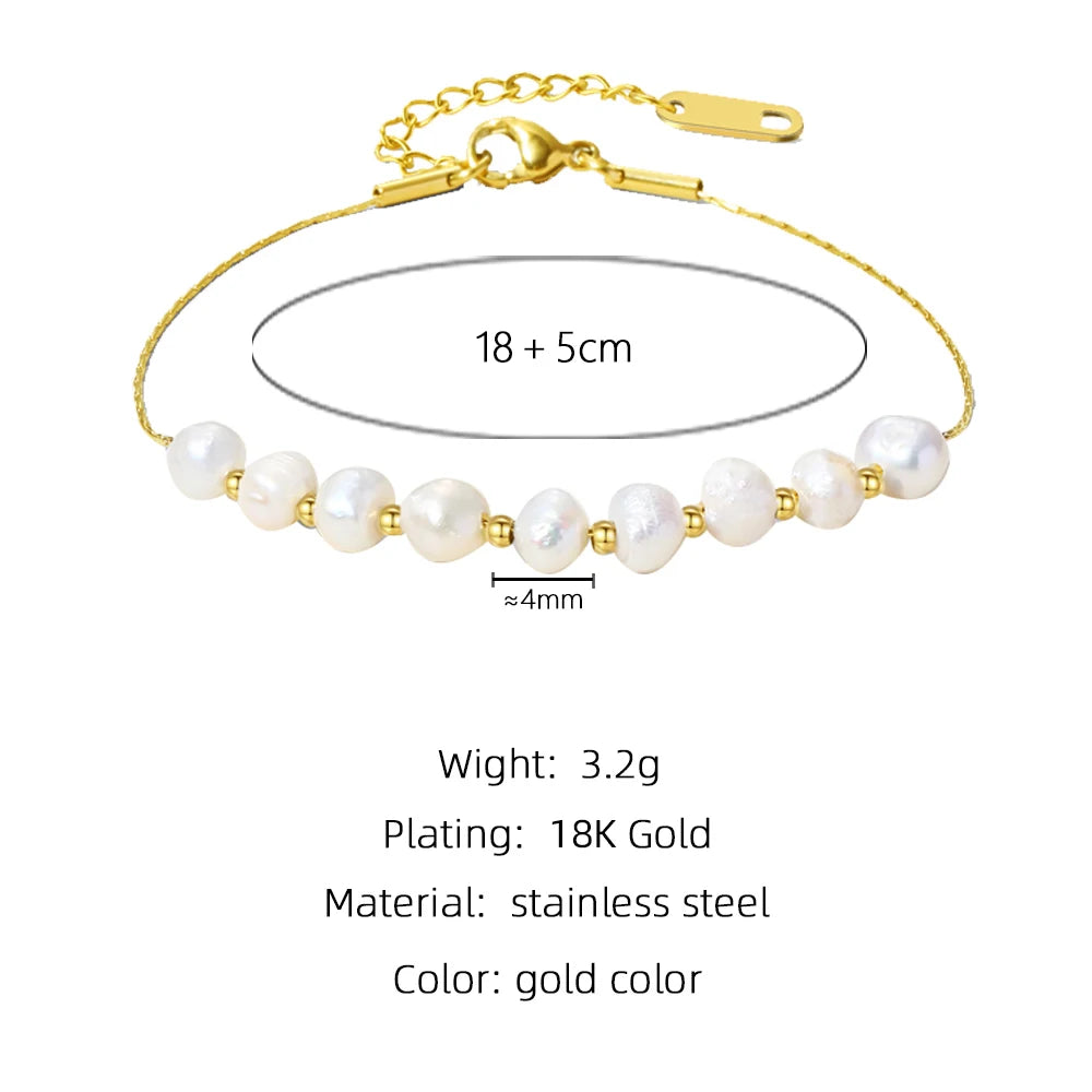 VAIGE Elegant Stainless Steel Freshwater Pearl Bracelet - Trendy Irregular Design for All Occasions