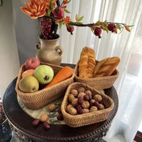 VAIGE Handwoven Rectangular Wicker Basket for Fruits, Snacks, and Cosmetics - Eco-Friendly Rattan Storage Solution for Kitchen and Home Organization