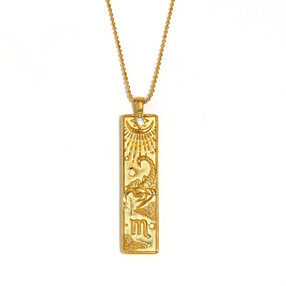 VAIGE Gold & Silver Zodiac Bar Necklace Stainless Steel Aries, Taurus, Gemini, Cancer, Leo, Virgo, Libra, Scorpio, Sagittarius, Capricorn, Aquarius, and Pisces
