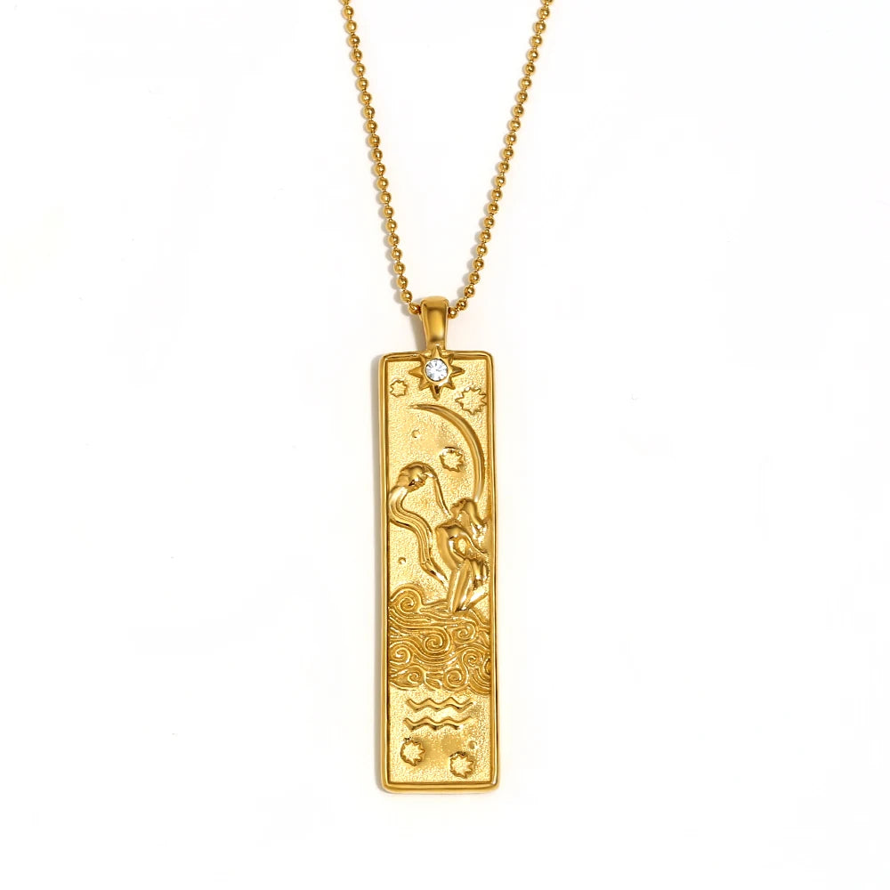 VAIGE Gold & Silver Zodiac Bar Necklace Stainless Steel Aries, Taurus, Gemini, Cancer, Leo, Virgo, Libra, Scorpio, Sagittarius, Capricorn, Aquarius, and Pisces
