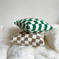 VAIGE Soft Waxy Plush Checkerboard Lumbar Pillow Cover - Retro Jacquard Decorative Cushion Case for Home and Hotel Decor