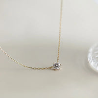 VAIGE 925 Sterling Silver 14k Gold Plated Necklace Versatile Single Sparkling Zircon Clavicle Chain