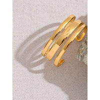 VAIGE Stainless Steel Gold-Plated Multi-Layer Cuff Bracelet with Metal Texture and Waterproof Design