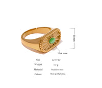 VAIGE Radiant Green Opal & Gold-Plated Stainless Steel Ring