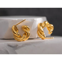 VAIGE 316L Stainless Steel Geometric Twisted Hoop Earrings 18k Gold Plated Rust Proof Charm Jewelry