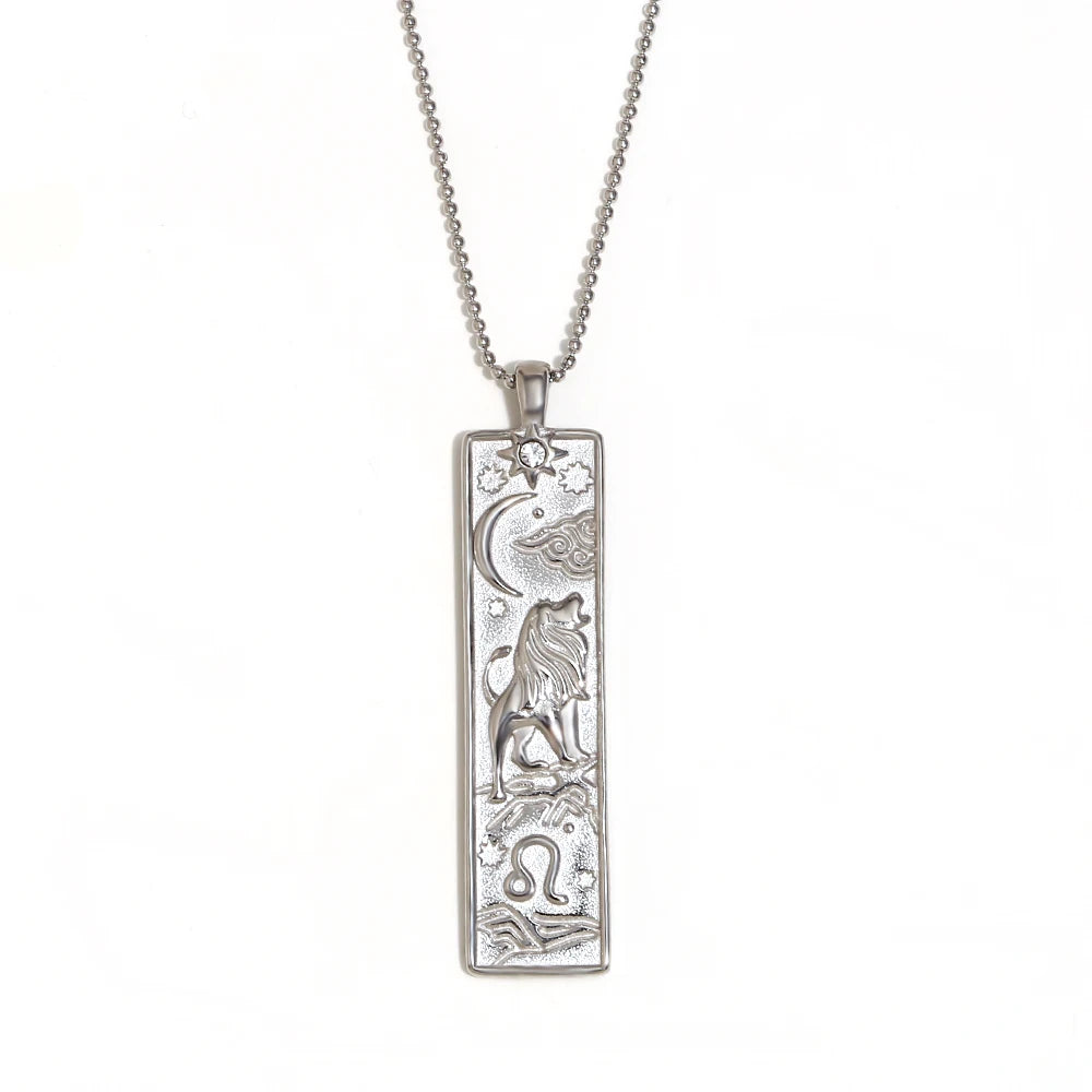 VAIGE Gold & Silver Zodiac Bar Necklace Stainless Steel Aries, Taurus, Gemini, Cancer, Leo, Virgo, Libra, Scorpio, Sagittarius, Capricorn, Aquarius, and Pisces