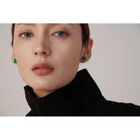 VAIGE Elegant Heart-Shaped Shell Earrings in Black, Green, and White with Stainless Steel Gold Finish