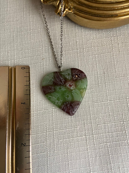One-of-one | Purple green resin heart necklace